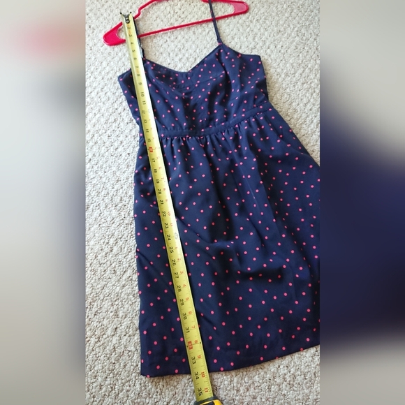 J. CREW Navy Blue & Pink Polka Dot Dress Size 6 - Picture 4 of 11